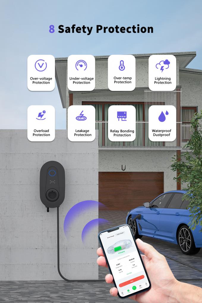7kW 11kW 22kW Type 2 EV Charger Wall-Mounted AC Charging Station IP55