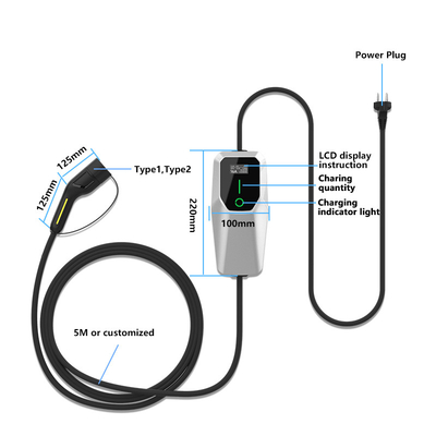 3.5kW 7kW 11kW Ev Charger Ac Portable Charging Pile IP65 Waterproof