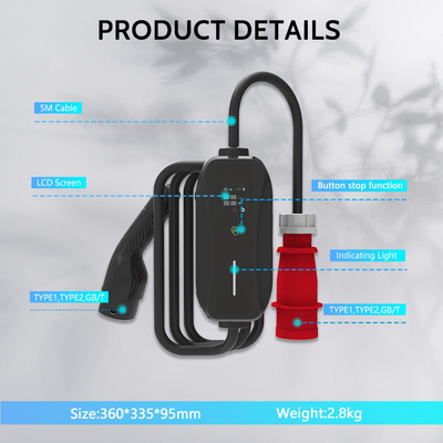 Type-2 Plug and Cable 11kW 380V 16A Portable EV Charger for Electric Vehicle Charging