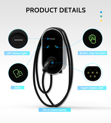 22kw EV Wallbox Charger 3 Phase Type 2 32a Charging Station for Home 380v Input Voltage