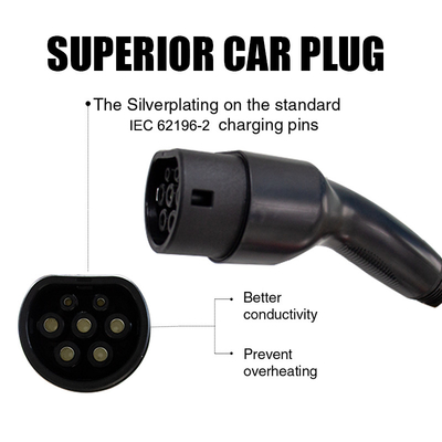 KIWI Portable Electric Vehicle Charger Cable Type 1 to Type 2 Flame Class UL94-V0