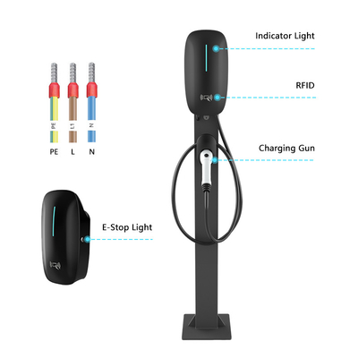 Portable 7kW DC Fast Charging 220V EV Car Charger with Connection Temperature Detection and Wall Mounted Floor Stand