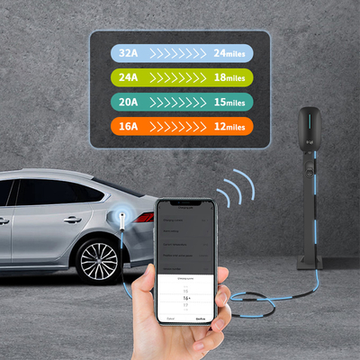 Portable 7kW DC Fast Charging 220V EV Car Charger with Connection Temperature Detection and Wall Mounted Floor Stand