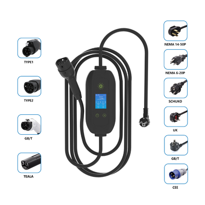 3.5kw 16A Home Electric with Screen Reservation Charging Gbt Portable EV Charger for Easy to Charge Electric Vehicles