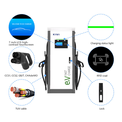 Hotels Apartments 3 Phase Dual Smart DC Fast EV Charger with CCS1 CCS2 GB/T CHAdeMO Interface Standard